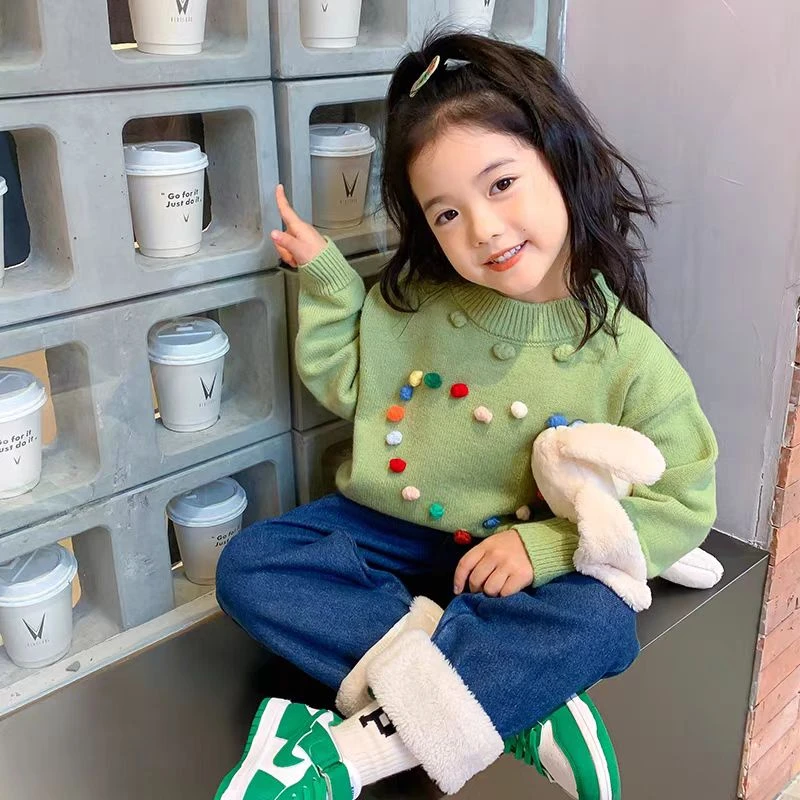 6630女童爱心套头毛衣女宝宝秋冬保暖打底针织衫小童