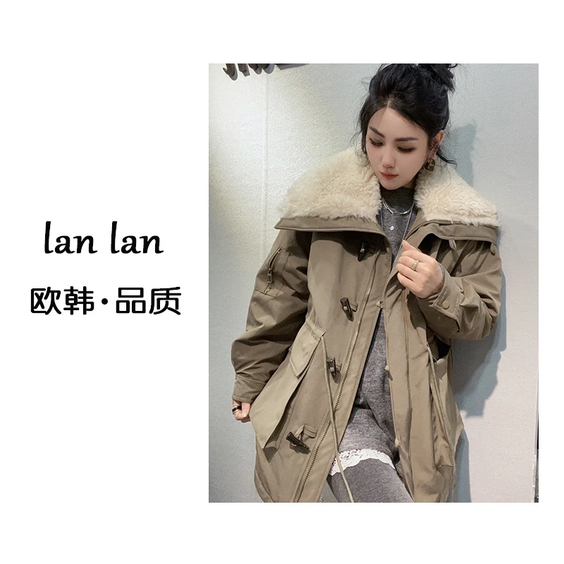 琪琪-冬上新【翻领毛边牛角扣羽绒服】韩版气质时尚羽绒小众外套