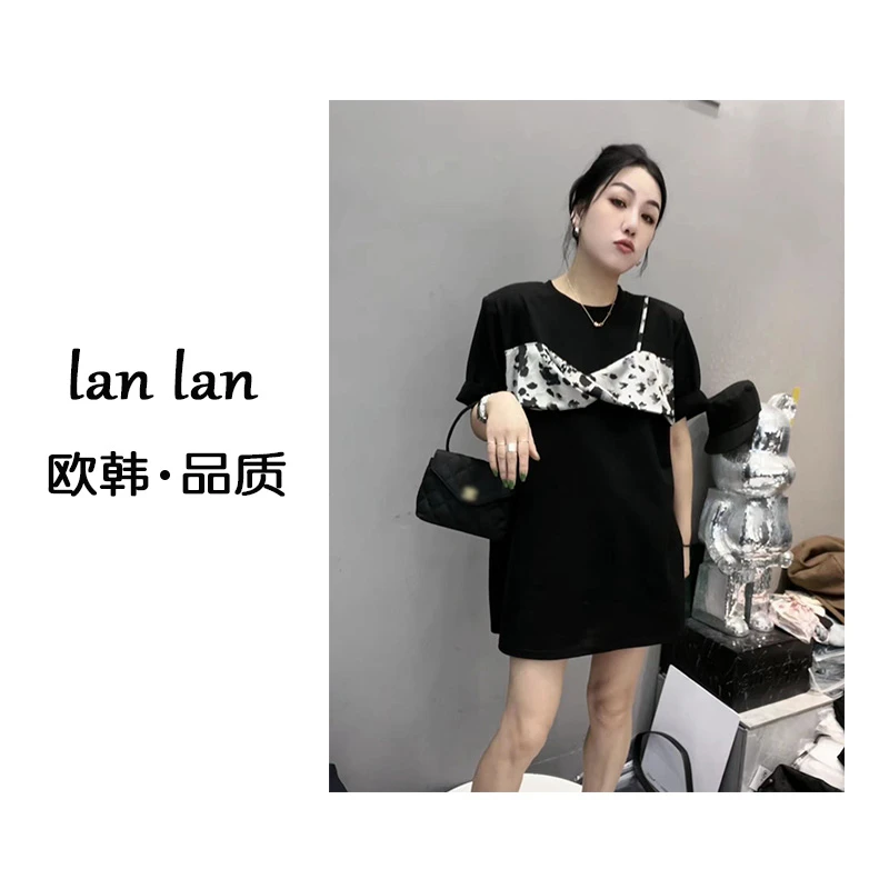 琪琪-夏上新【豹纹t盖屁股】欧韩设计感短袖T恤夏百搭小众上衣