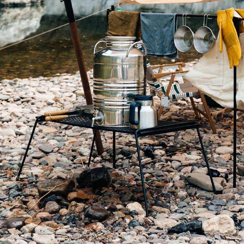 Kinoco户外露营桌多功能铁艺折叠桌野营烧烤架家用置物桌溯溪装备