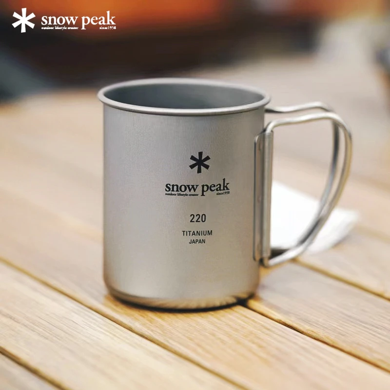 snowpeak日本雪峰户外钛杯露营登山野餐折叠单层纯钛金属马克水杯