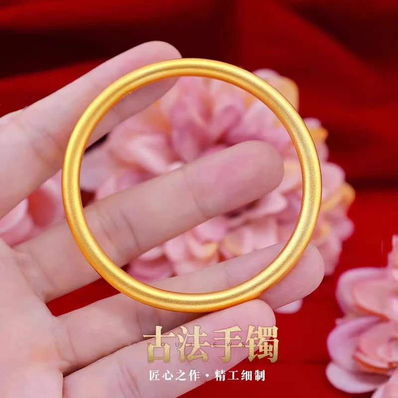铜合金手镯 设计师款传承古法素圈手镯实心百搭闭口饰品经典镯