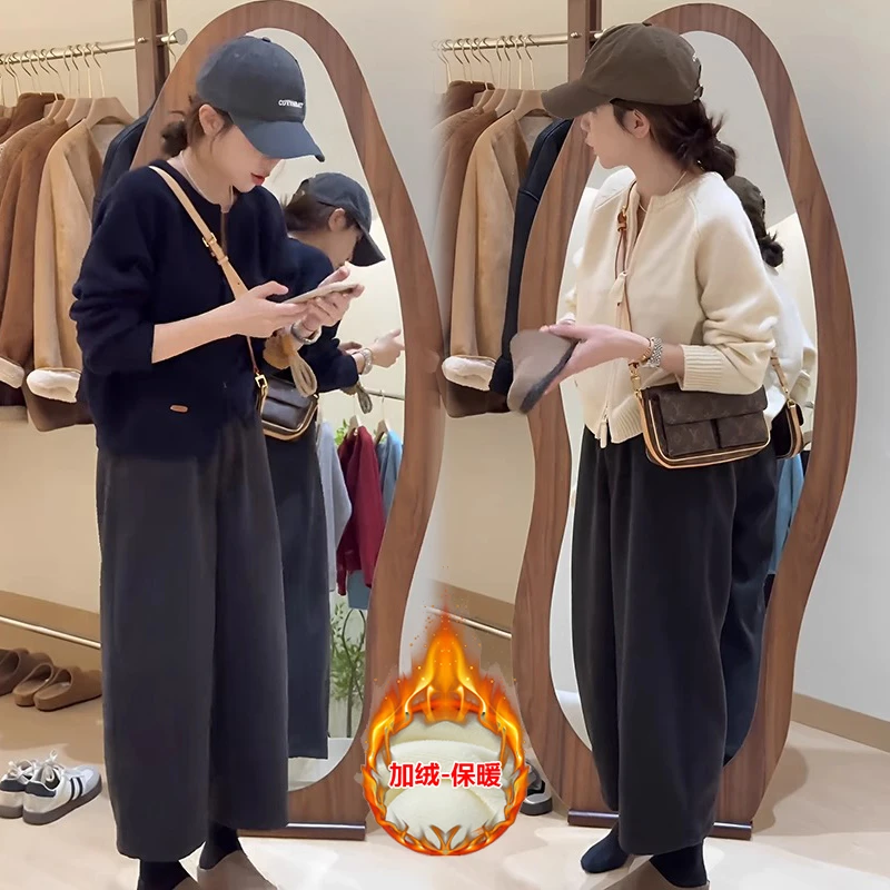 灰色慵懒风短款双拉链长袖针织毛衣外套女款2024新款冬季宽松上衣