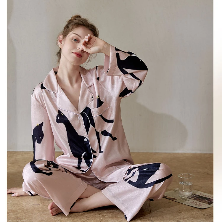 高定系列新款韩版休闲宽松家居服女士春秋睡衣女士家居服-23653