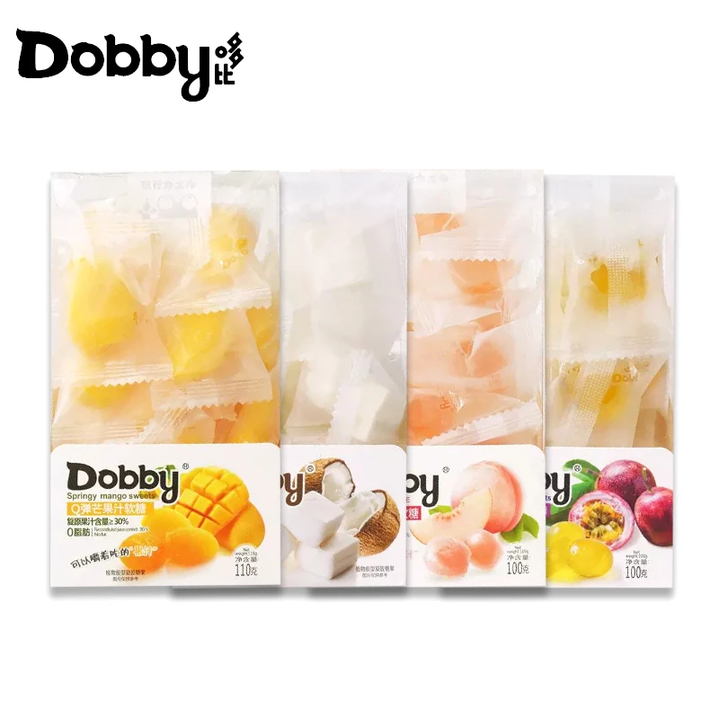 Dobby哆比软糖水果汁软糖蒟蒻白桃果汁芒果橡皮糖网红喜糖零食