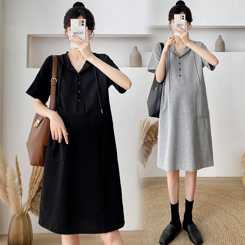 新款2023夏季孕妇装辣妈短袖连衣裙休闲显瘦孕妇裙减龄中长款气质