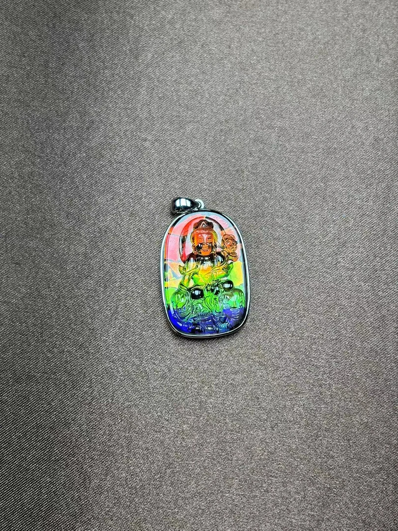 吊坠925银 {张二狗珠宝}斑彩普贤菩萨吊坠