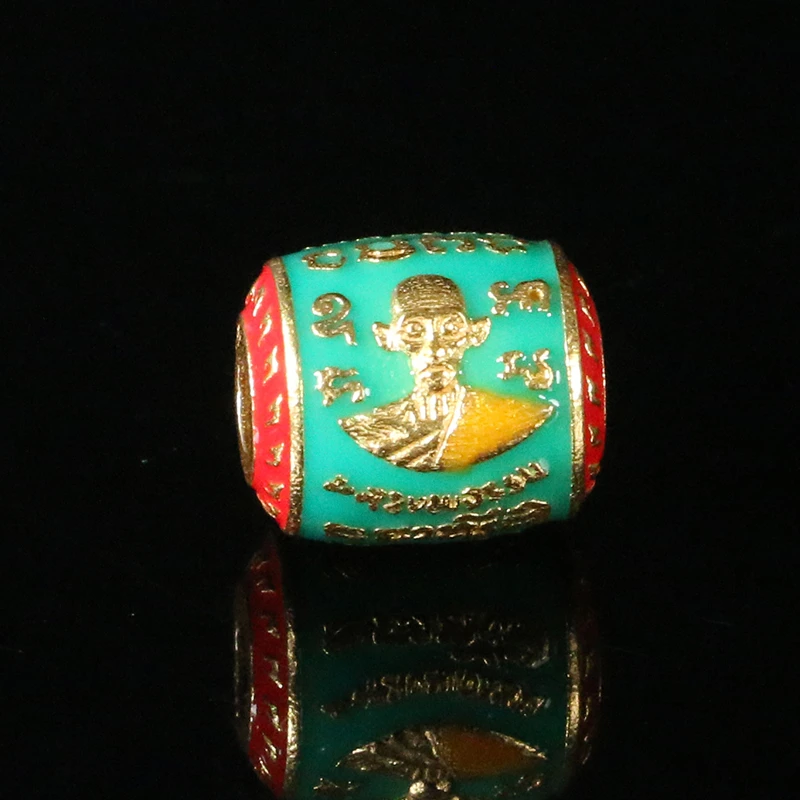 925银银制品 {张二狗珠宝}瑞爷绿色桶珠/个