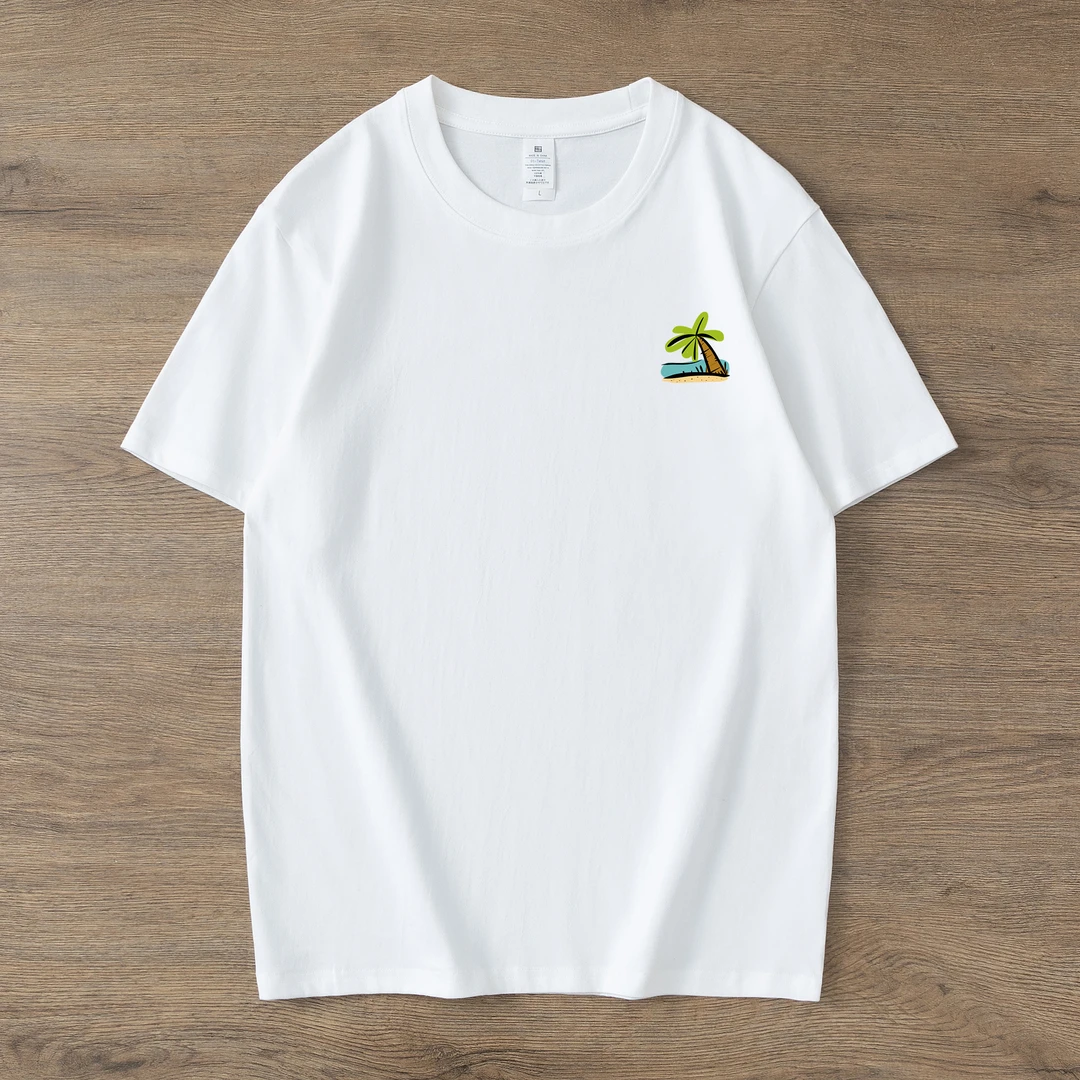 短袖-椰树-纯棉t恤男士打底圆领半袖夏季出游情侣短袖潮流