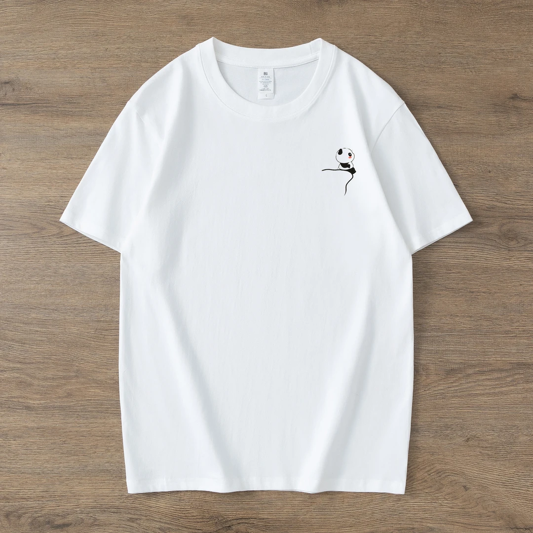 短袖-独想熊猫-绵柔水光T纯棉圆领半袖夏季出游情侣短袖国风