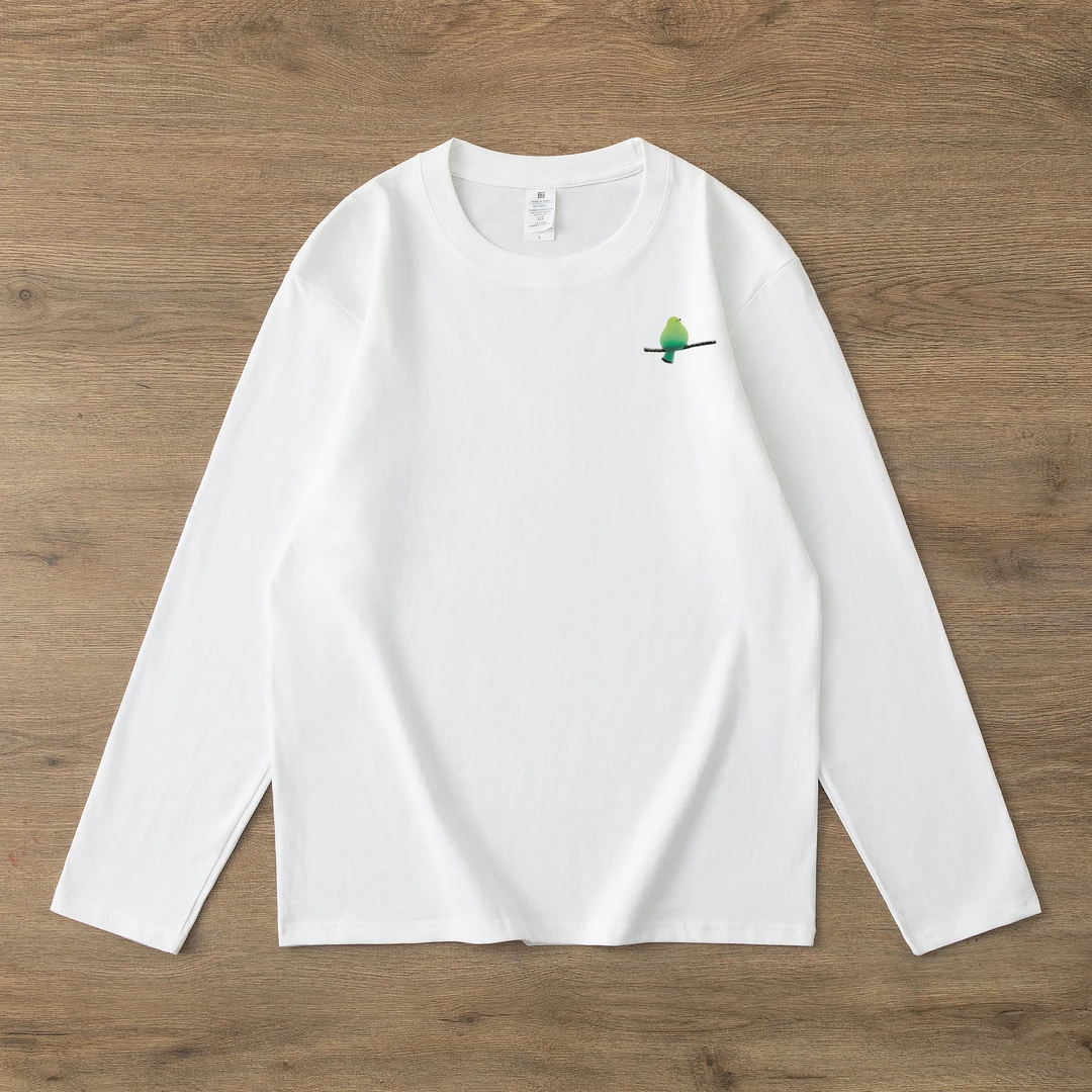 长袖小青鸟重磅纯棉圆领长T长袖纯休闲男女长袖宽松打底衫男士