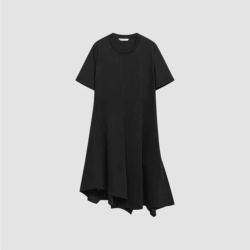 播夏新款T恤裙不规则开叉显瘦法式连衣裙BDR1LD0143