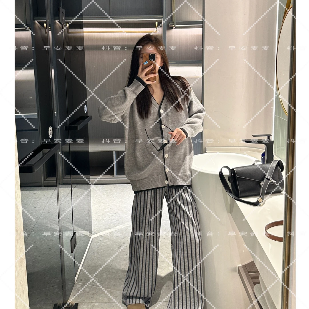 M·W STUDIO 【实穿主义】条纹阔腿休闲裤显瘦高腰 2024秋季新款