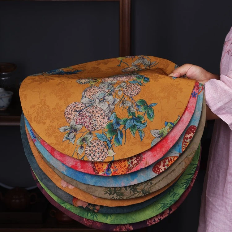 香云纱圆形干泡茶席垫子新中式高端禅意双面隔热复古桌布茶布