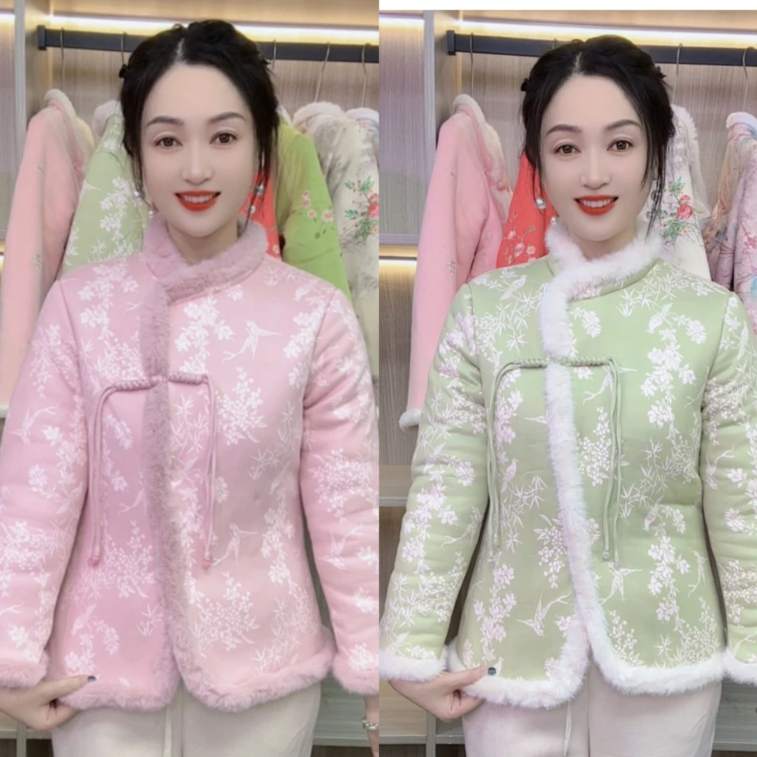 2024新款加绒加厚国风冬季棉袄妈妈装