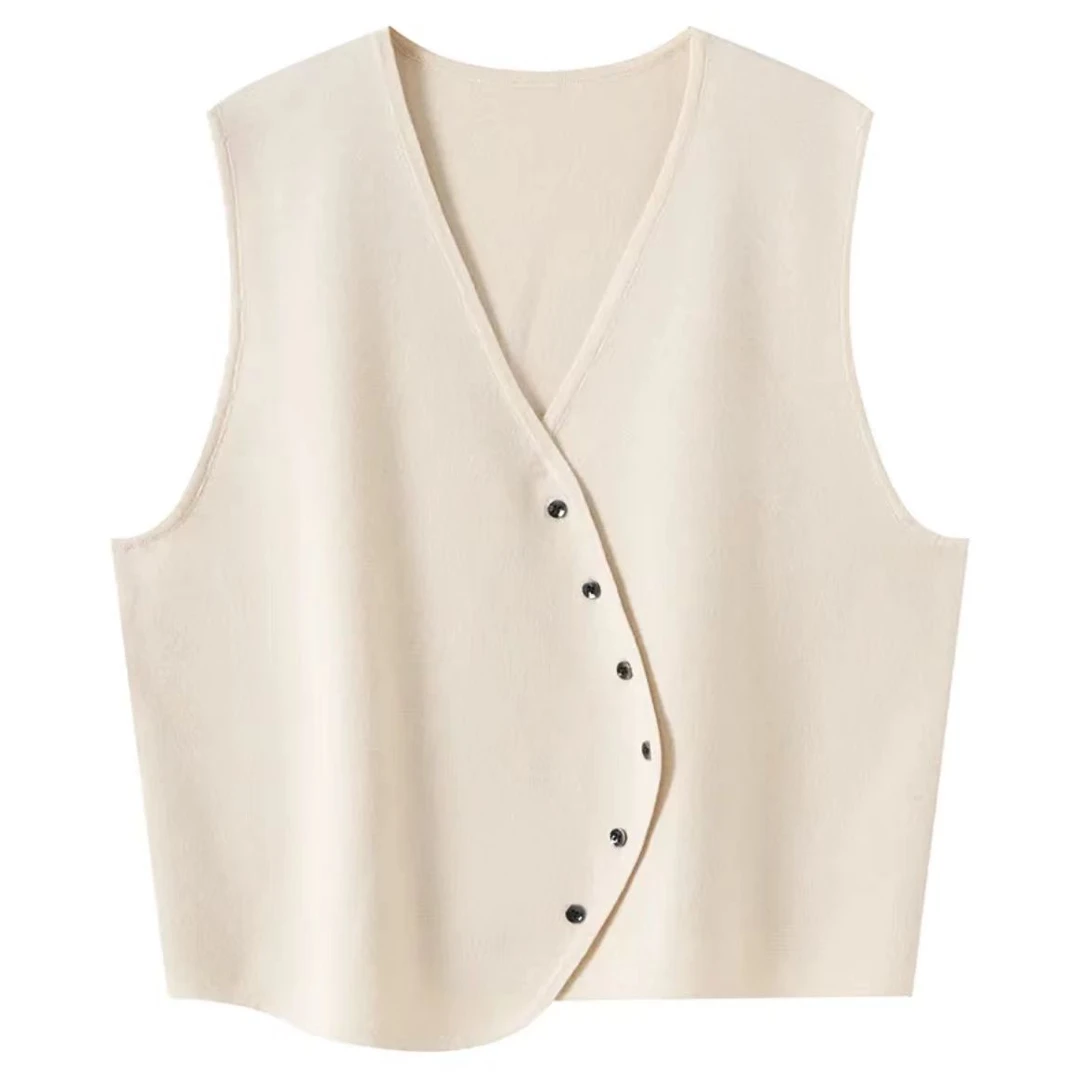 静姐 新款百搭外穿针织宽松无袖短款马甲002