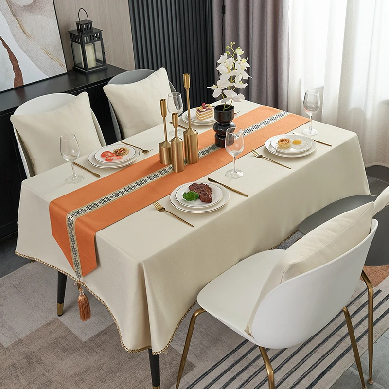 餐桌桌布轻奢高级感防水长方形家用ins风电视柜茶几布美式餐桌布
