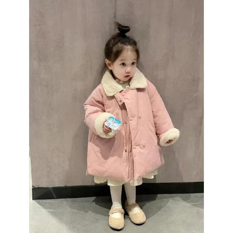 韩国童装女童棉服冬装外套2024新款女宝宝加厚保暖儿童中长款棉衣