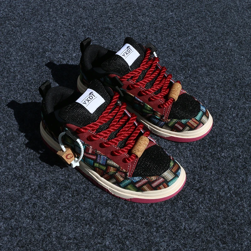 高颜值面包鞋红色厚鞋舌情侣帆布鞋潮爆款潮流时尚运动休闲鞋板鞋