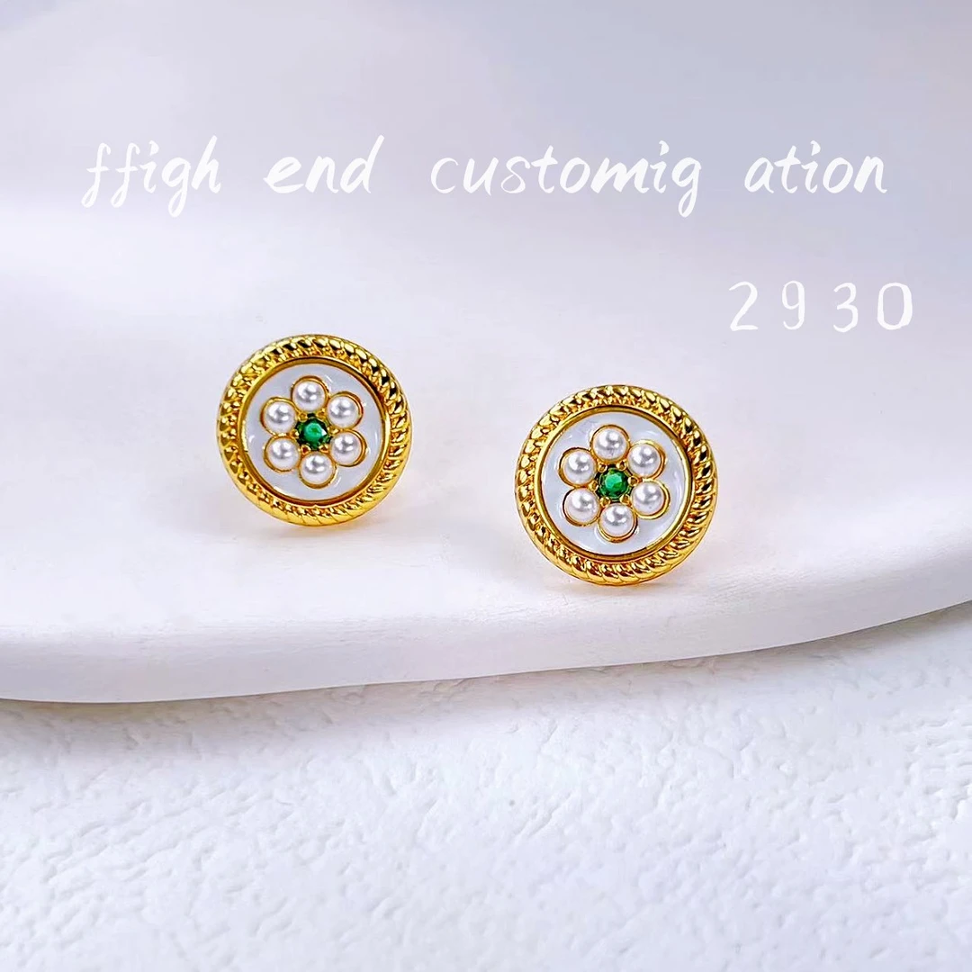 铜合金耳饰 时尚气质港风花朵珠珠耳饰~2930