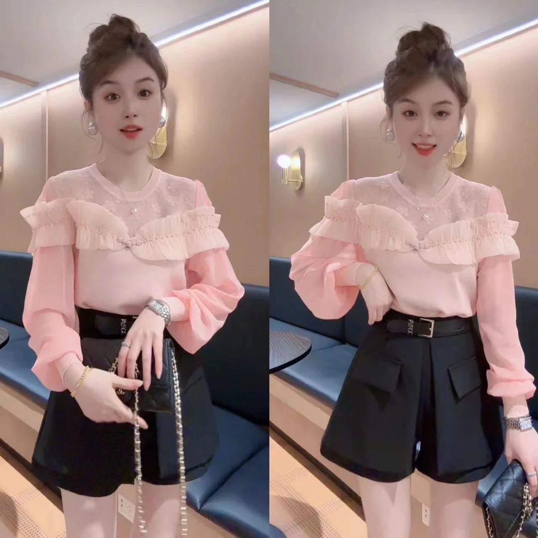 【月月专享】雅致优雅 韩版设计感拼接洋气减龄上衣 XXJ-YG00316