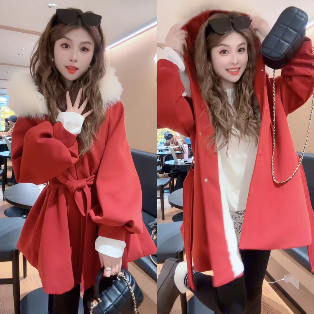 【月月专享】蓝田玉暖 小个子连帽收腰显瘦中长款外套XXJ-YG001005