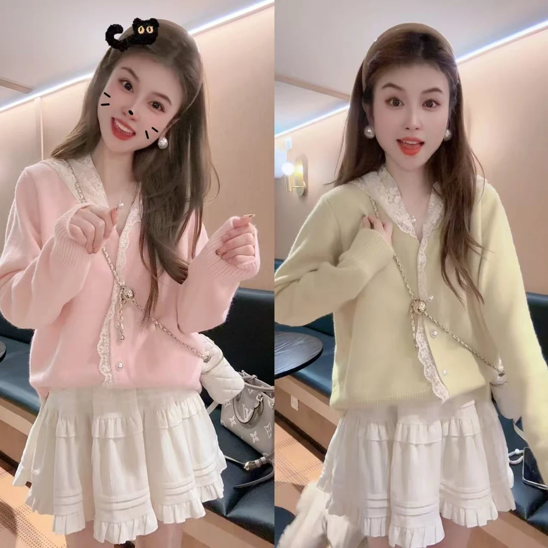 【月月专享】月光少女 奶呼呼温柔蕾丝连帽针织上衣XXJ-YG00828