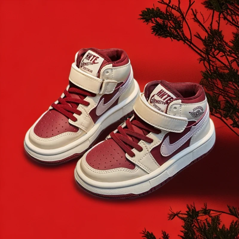 巴拉巴拉童鞋aj高帮车厘子板鞋潮牌童鞋女童儿童运动男童鞋子春秋