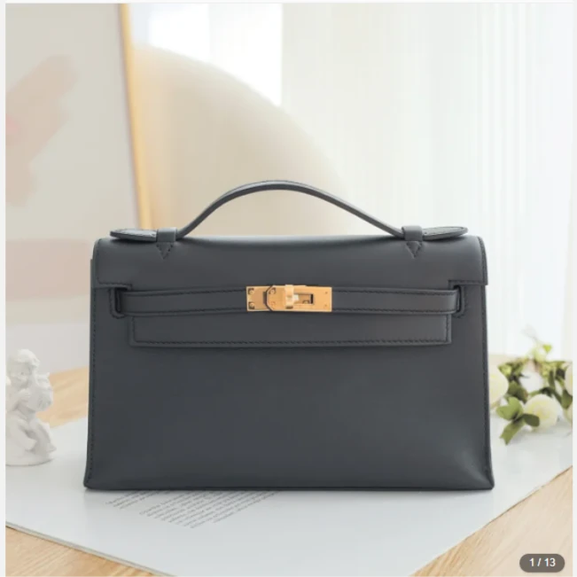 95新 Hermes/爱马仕 MINI Kelly 一代22 Z刻 S皮黑色金扣女包