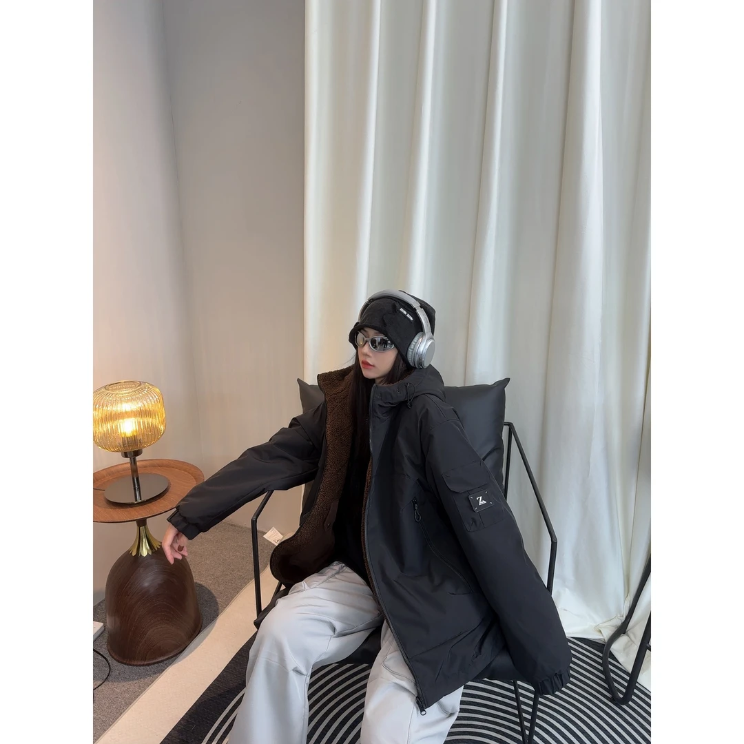 双面穿棉服外套夹克运动户外休闲连帽宽松男女同款W0002-2