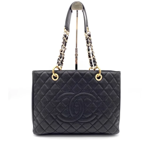 99新 Chanel/香奈儿  GST黑金荔枝纹牛皮单肩包33*25*13