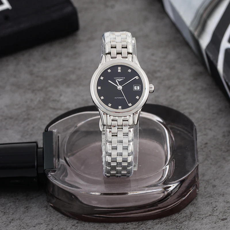 99新 Longines/浪琴 军旗系列26mm钻刻自动机械女表L4.274.4.57.6