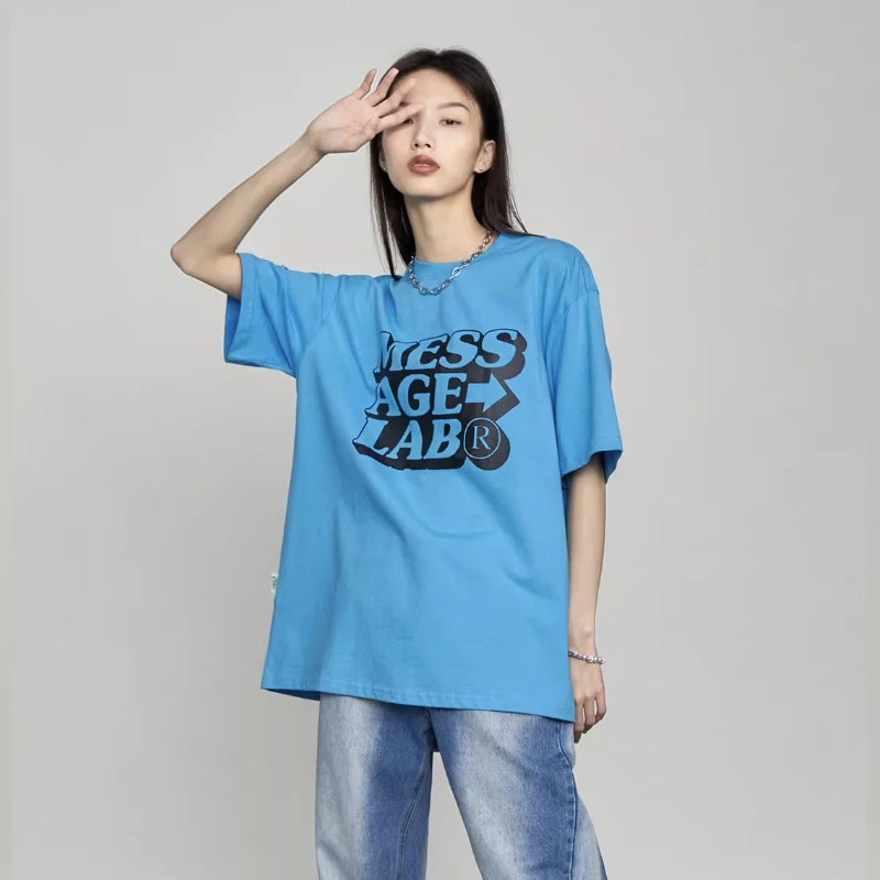 Message lab MA彩色款LOGO叠影短袖T恤