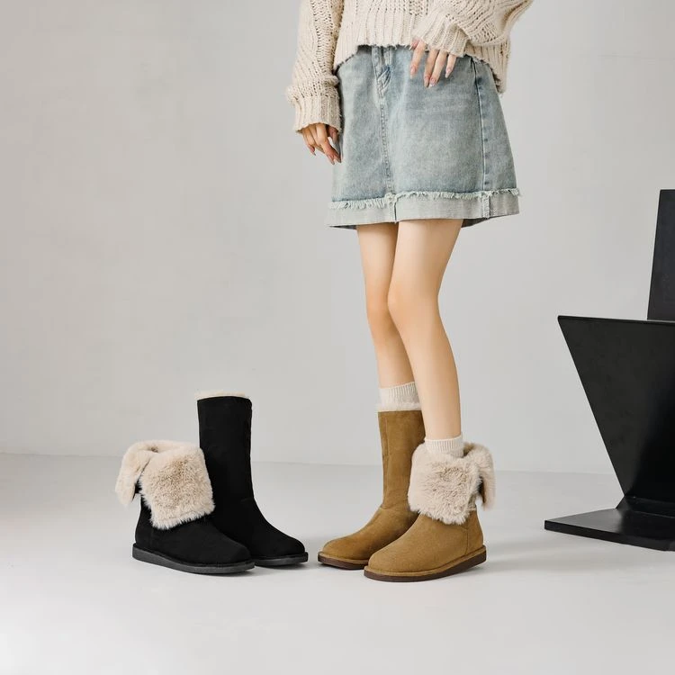 2.5cm 韩版简约风舒适软底雪地靴冬季通勤休闲时尚加厚保暖雪地靴