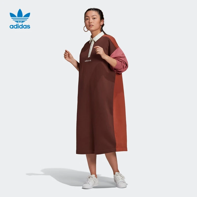 Adidas/阿迪达斯 三叶草女装加绒保暖运动宽松翻领连衣裙 H33344