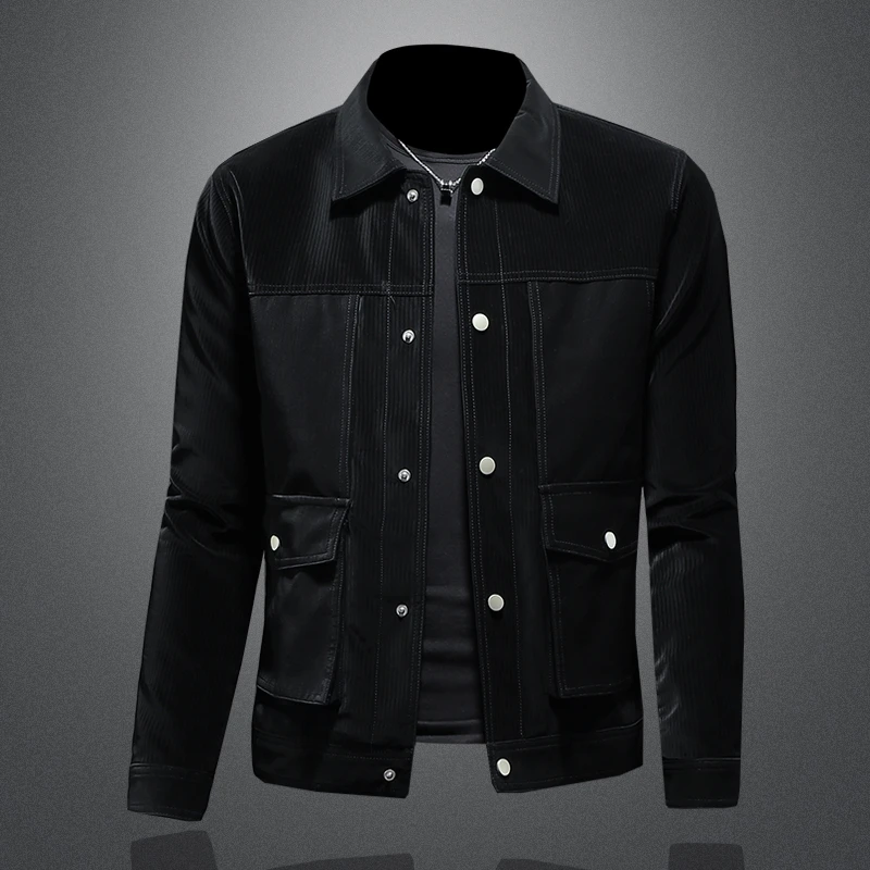 【BITCED】欧洲站漫威毒液皮衣外套男2023秋季新款帅气修身休闲条绒