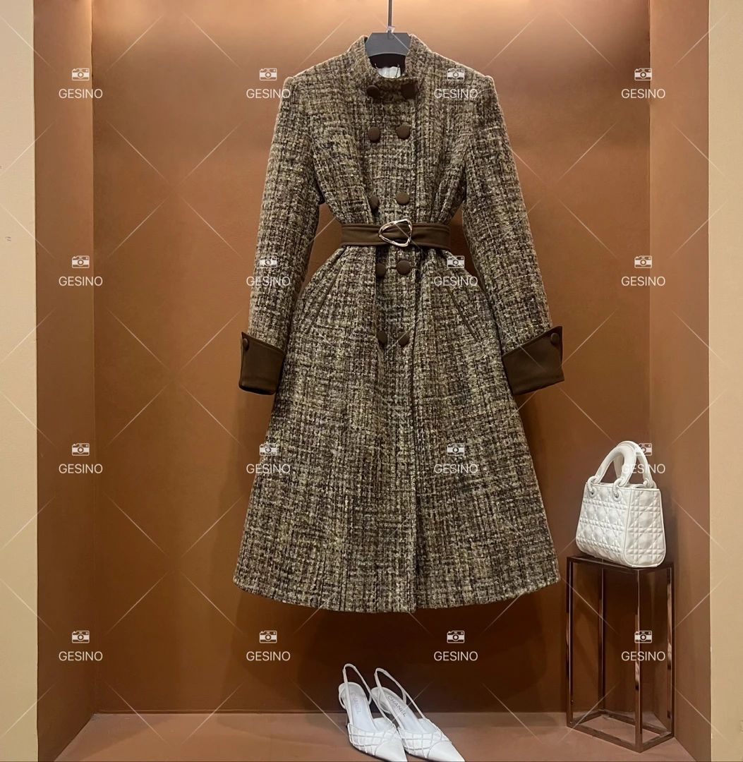 【露】秋冬气质小香风时尚设计师中长款外套轻奢女士复古QD-2025161