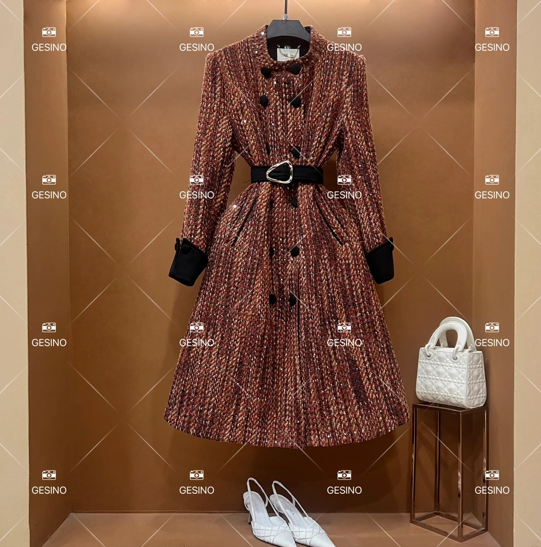 【露】秋冬气质小香风时尚设计师中长款外套 QD-2025385