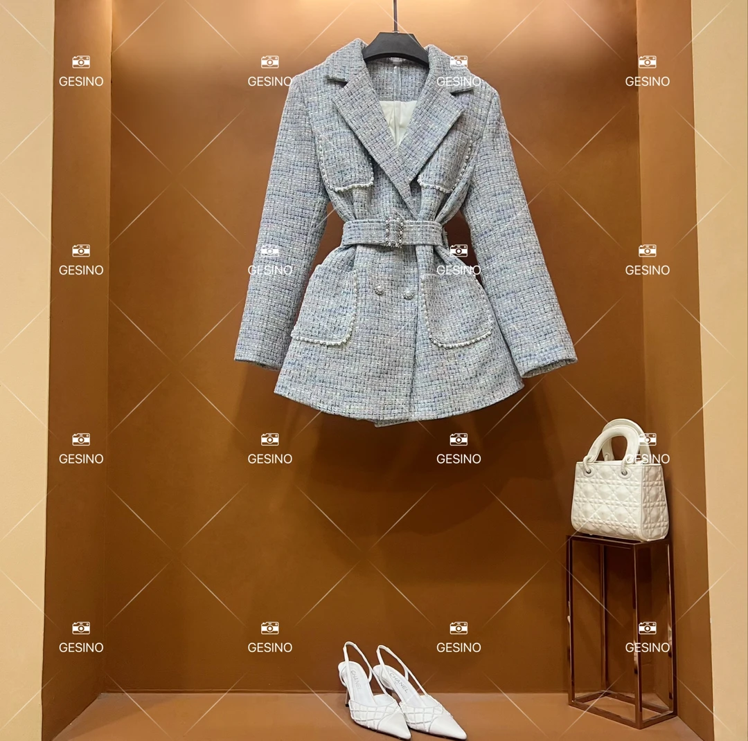 【闵闵】秋冬气质小香风时尚设计师中长款外套 QD-2025337