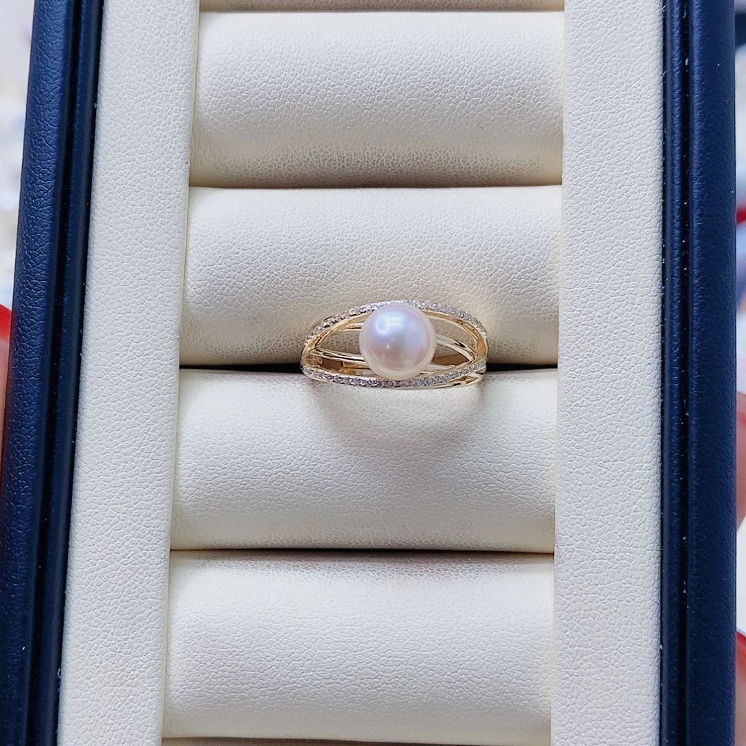 淡水珍珠戒指银S925镶嵌
