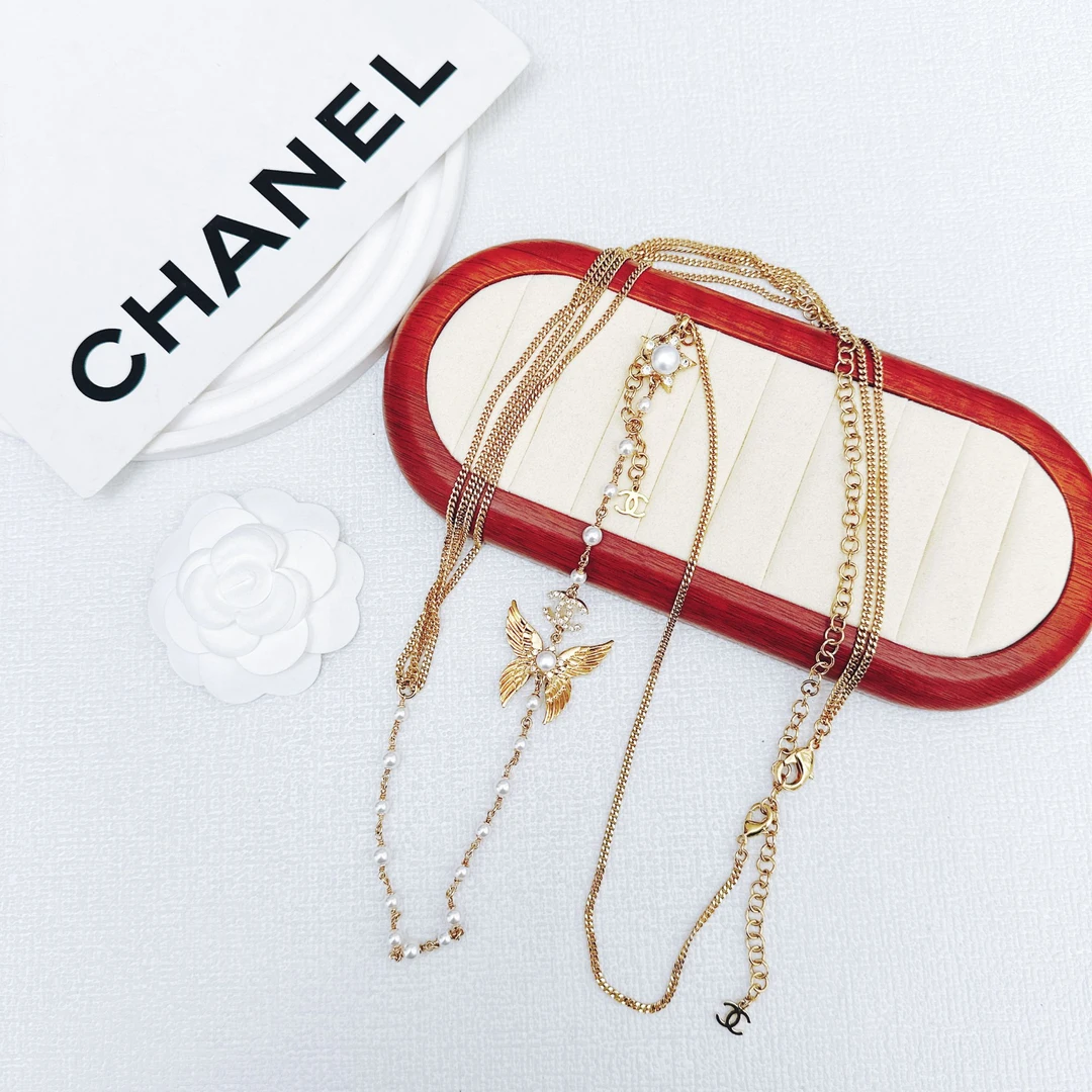 95新 Chanel/香奈儿 柚礼中古/香奈儿素金多层飞鸟项链nxp