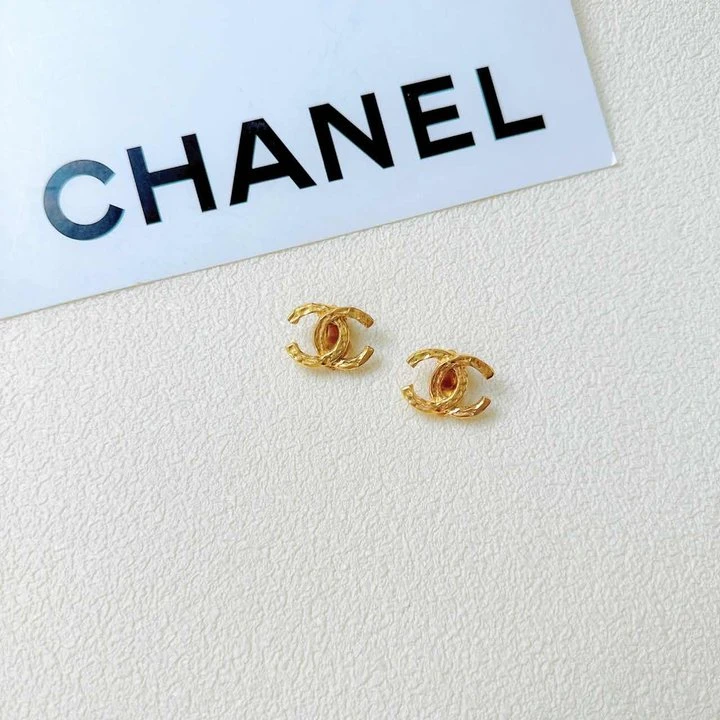 95新 Chanel/香奈儿 柚礼中古/香奈儿素金双C耳夹LZ407085