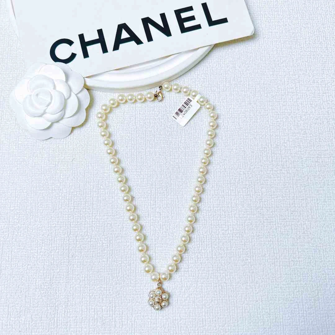 95新 Chanel/香奈儿 柚礼中古/香奈儿花朵吊坠珍珠项链LZ408093