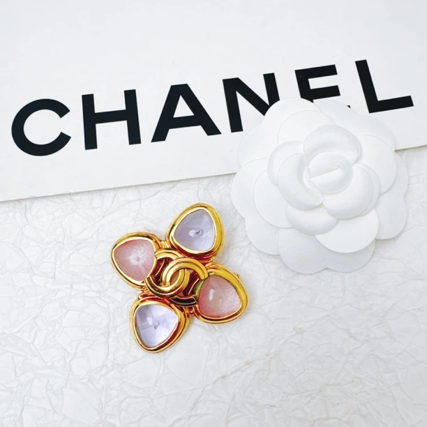 95新 Chanel/香奈儿 柚礼中古/香奈儿马卡龙四叶草胸针LZ409564