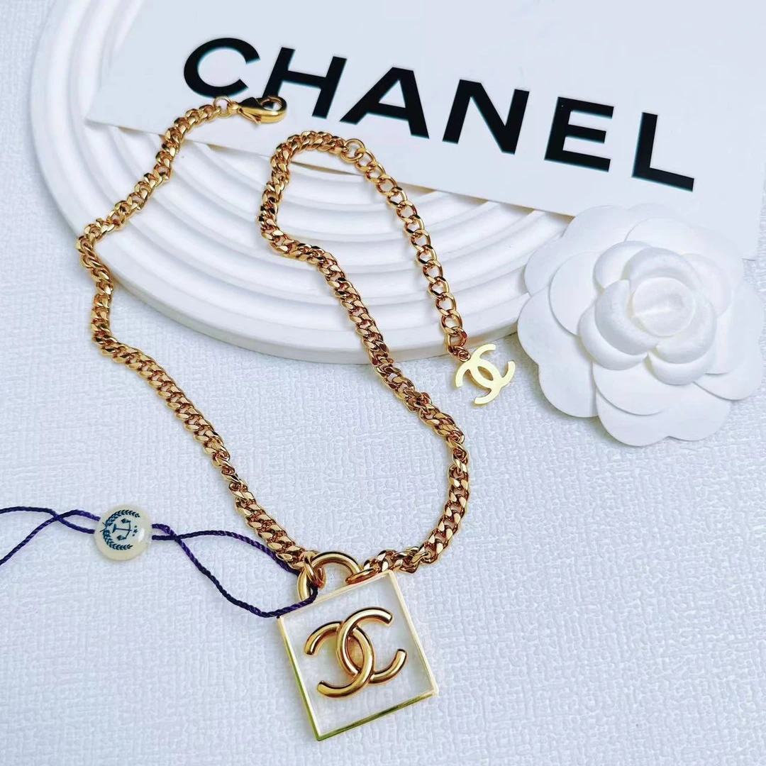 95新 Chanel/香奈儿 柚礼中古/香奈儿透明方盘双C项链NZ405115