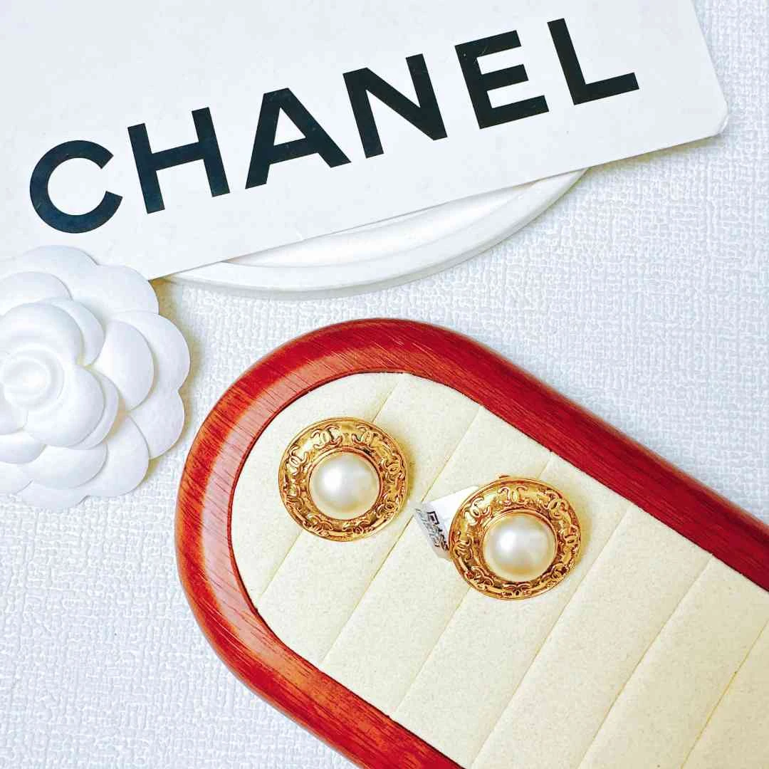 95新 Chanel/香奈儿 香奈儿素金珍珠多双C耳夹LZ410977