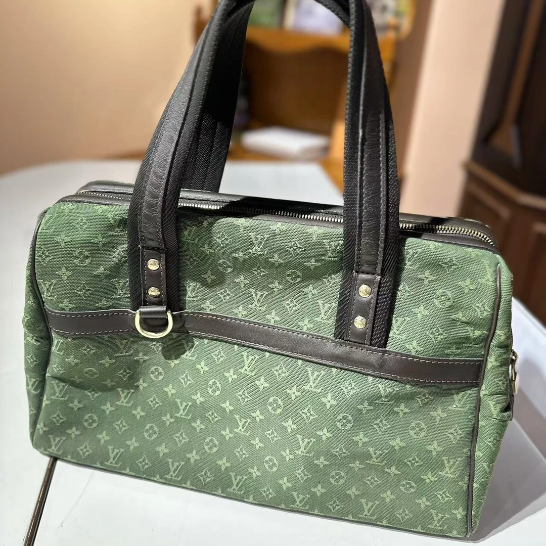 99新 LV 绿色单宁老花手提包 /H0010751