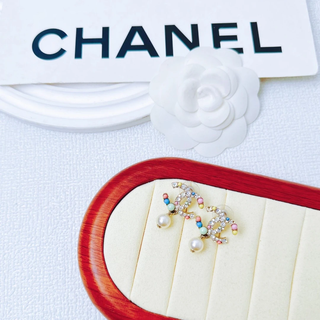 95新 Chanel/香奈儿 柚礼中古/香奈儿彩色珍珠耳钉LZ410618