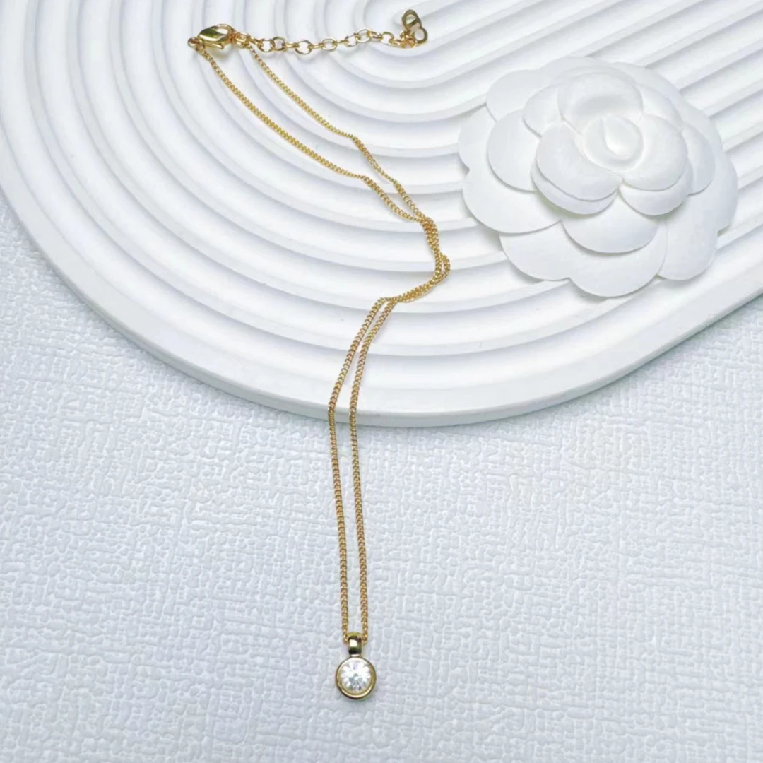 95新 DIOR/迪奥 柚礼中古/迪奥莱茵石吊坠项链LZ408488