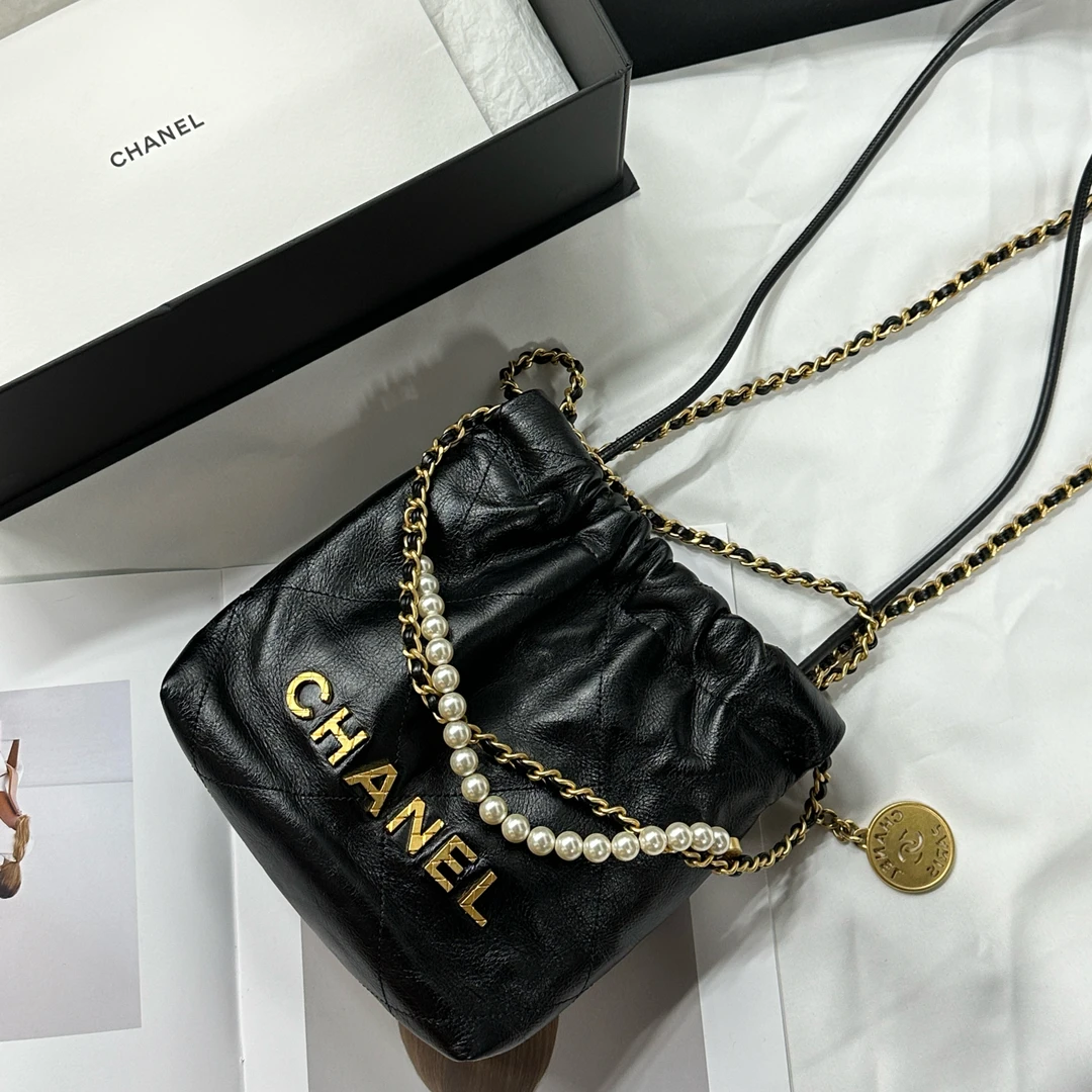 99新 Chanel/香奈儿 黑金珍珠22bag mini/H0005156